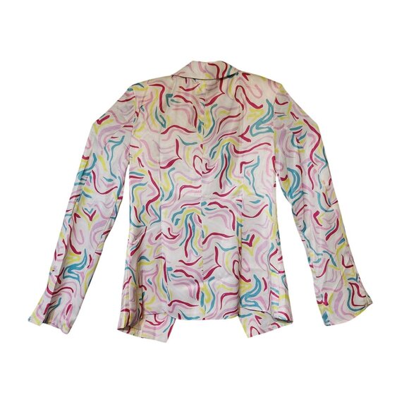 For Love/Lemons Regency Fashion Noah Top Colorful Funky Retro Pattern Blazer M - Picture 4 of 8